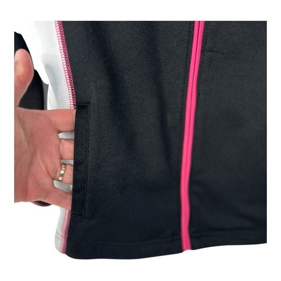 IZOD Movement Full Zip Jacket Womens Petite Small Black, Pink & White Y2K Preppy - Picture 5 of 7